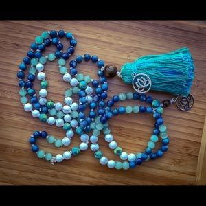 Aurora Borealis Mala Bead Necklace & Bracelet Set